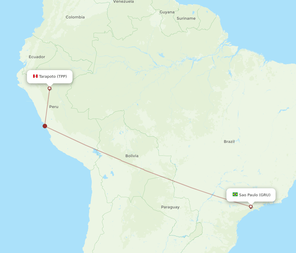 TPP to GRU flights and routes map