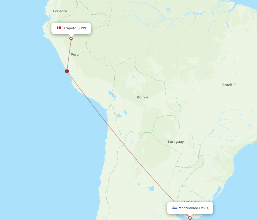 TPP to MVD flights and routes map