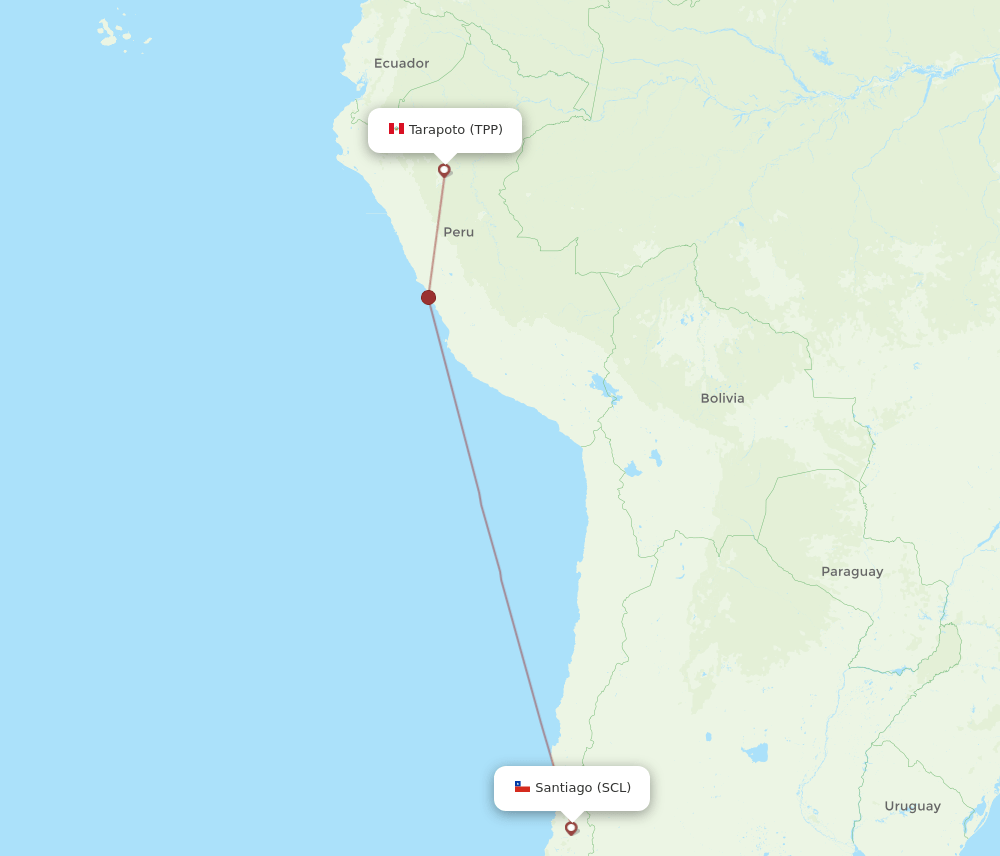 TPP to SCL flights and routes map