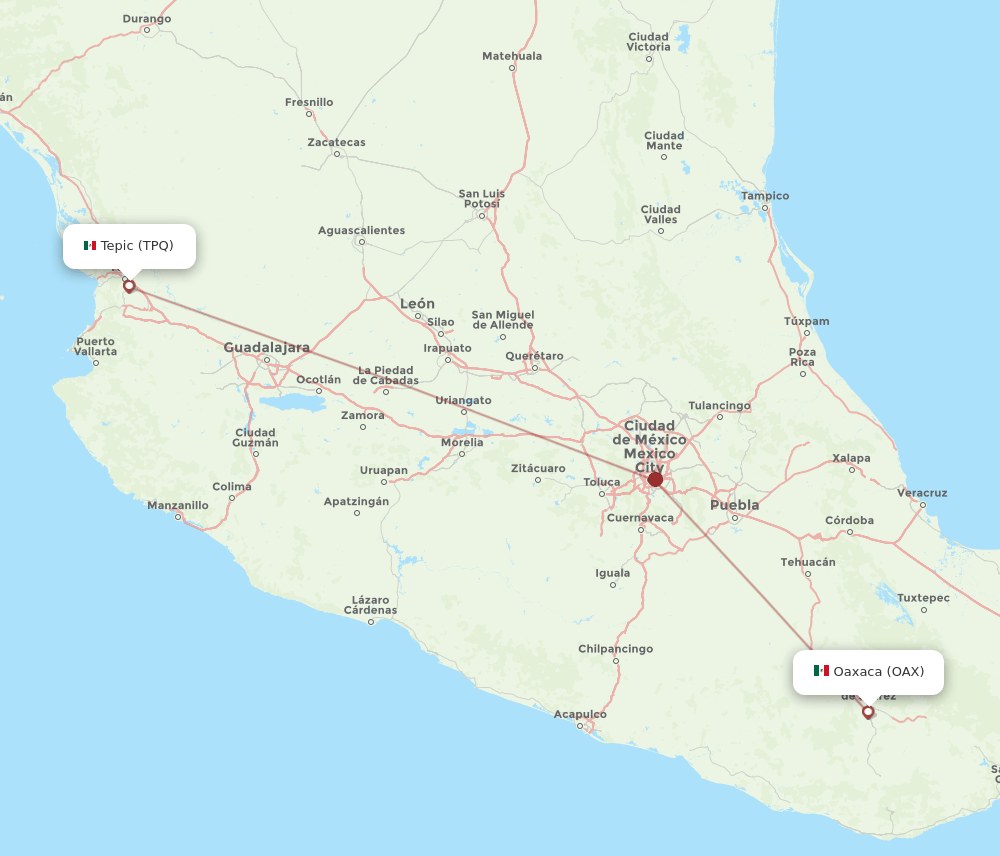 TPQ-OAX flight routes