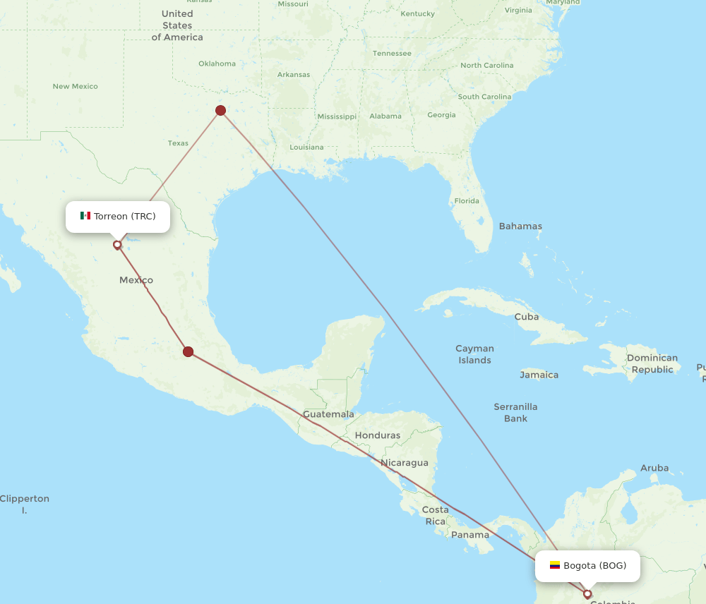 TRC-BOG flight routes
