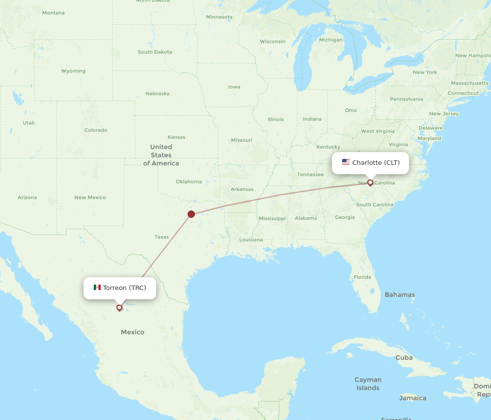 TRC-CLT flight routes