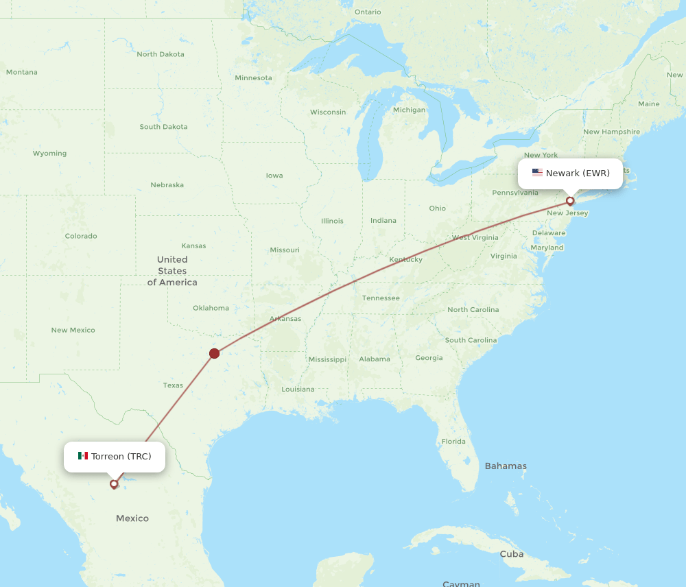 TRC-EWR flight routes