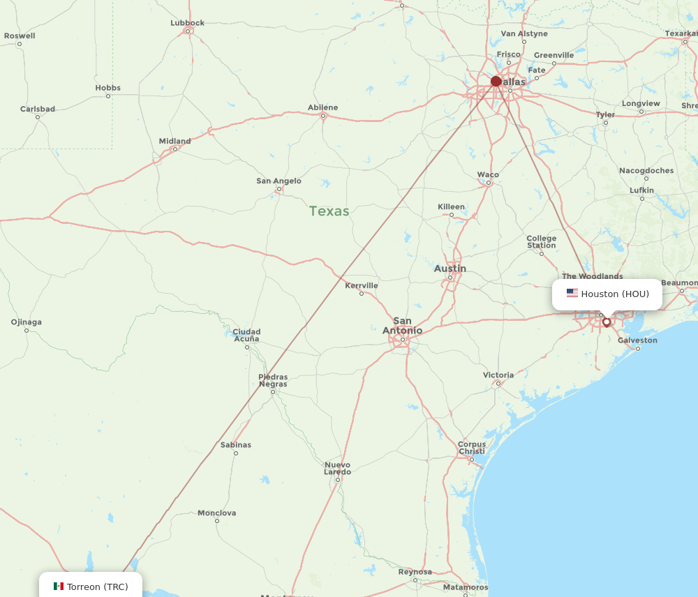 TRC-HOU flight routes