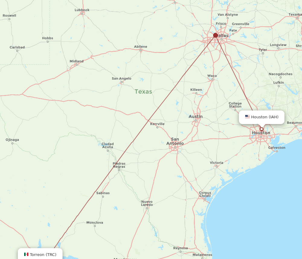 TRC-IAH flight routes