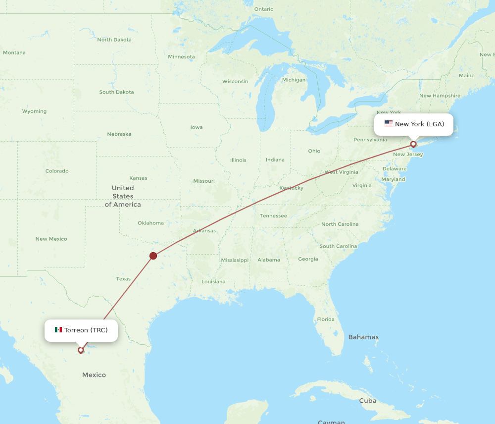 TRC-LGA flight routes