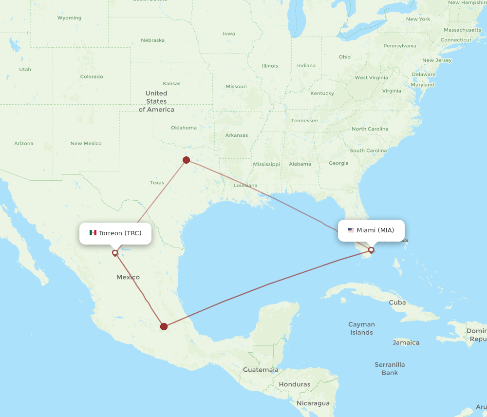 TRC-MIA flight routes