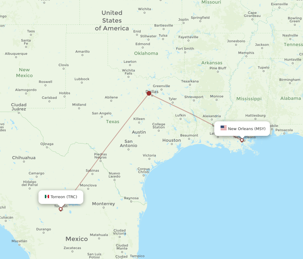 TRC-MSY flight routes