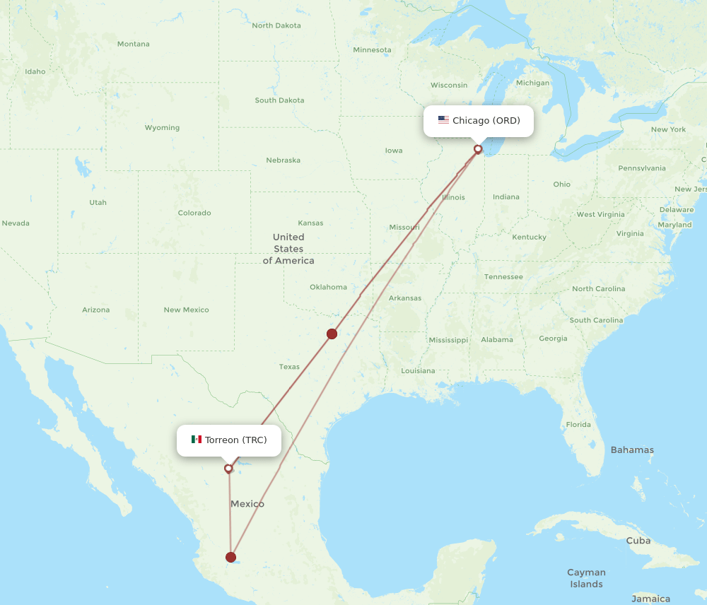 TRC-ORD flight routes