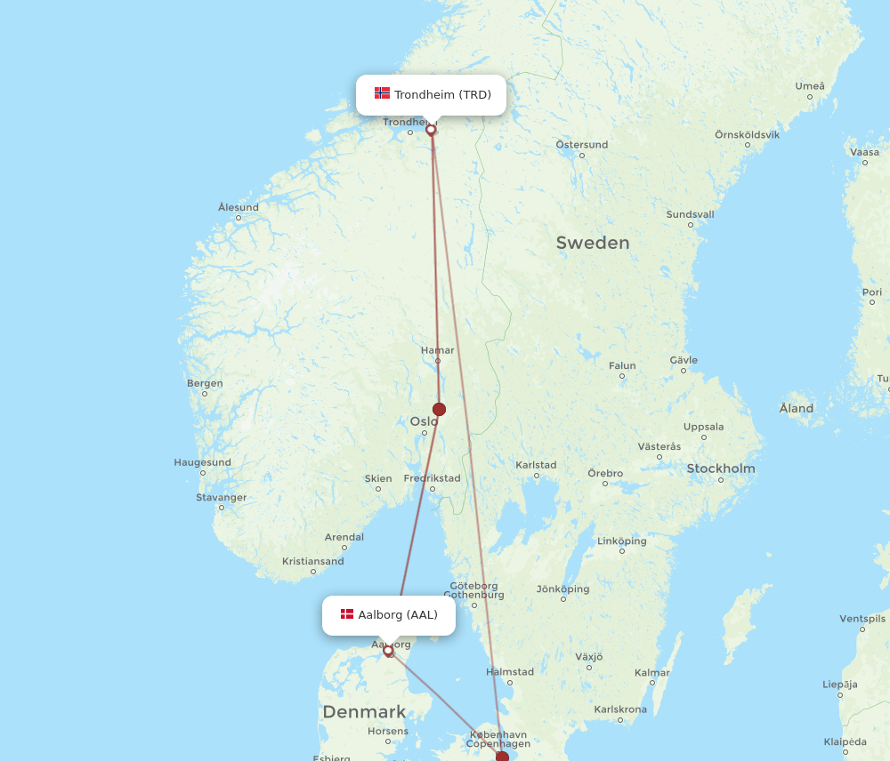 TRD-AAL flight routes