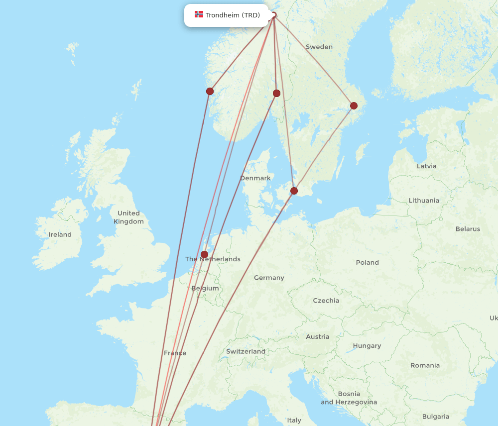 TRD-ALC flight routes