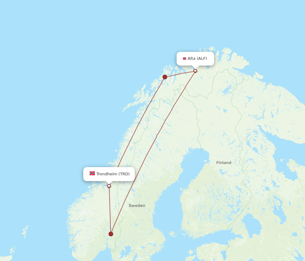 TRD-ALF flight routes