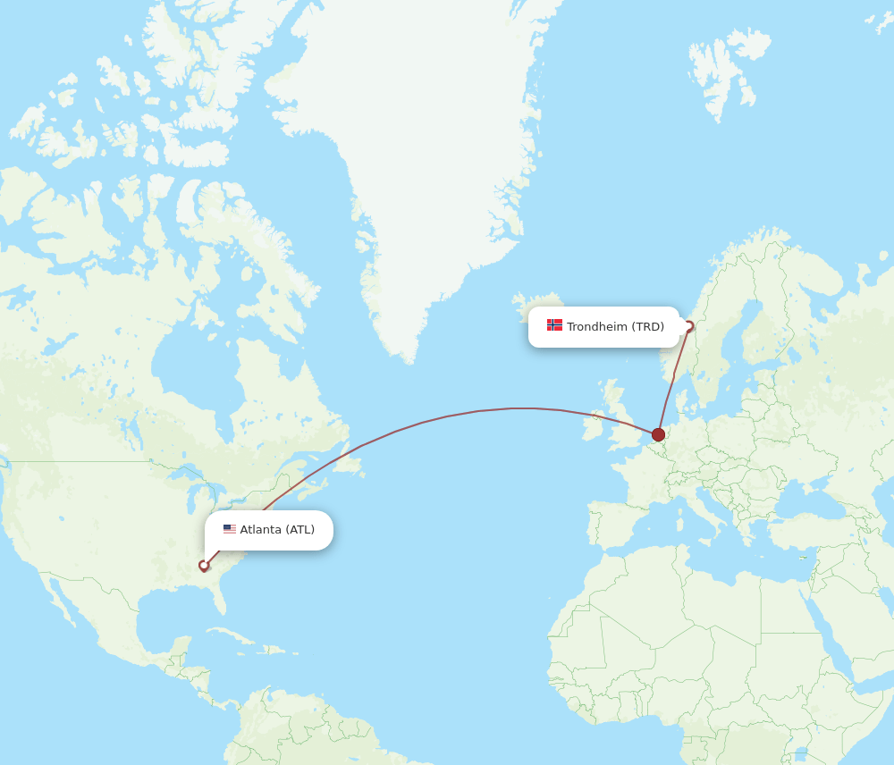 TRD-ATL flight routes