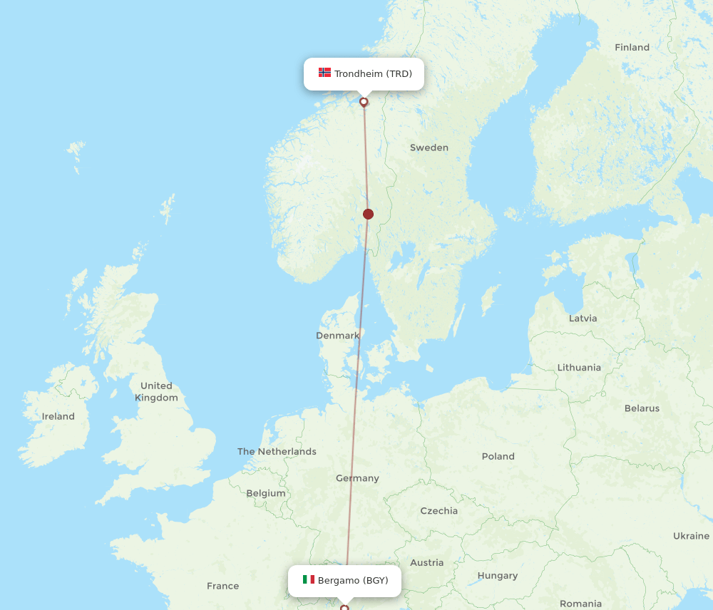TRD-BGY flight routes
