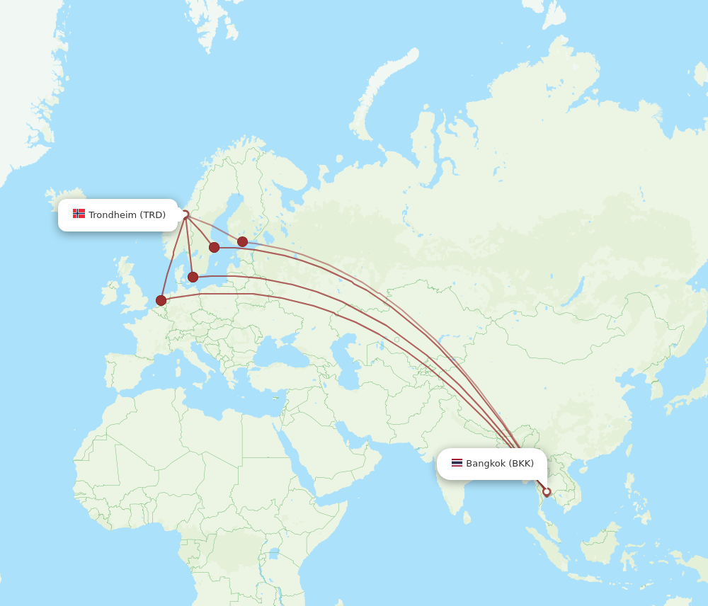 TRD-BKK flight routes