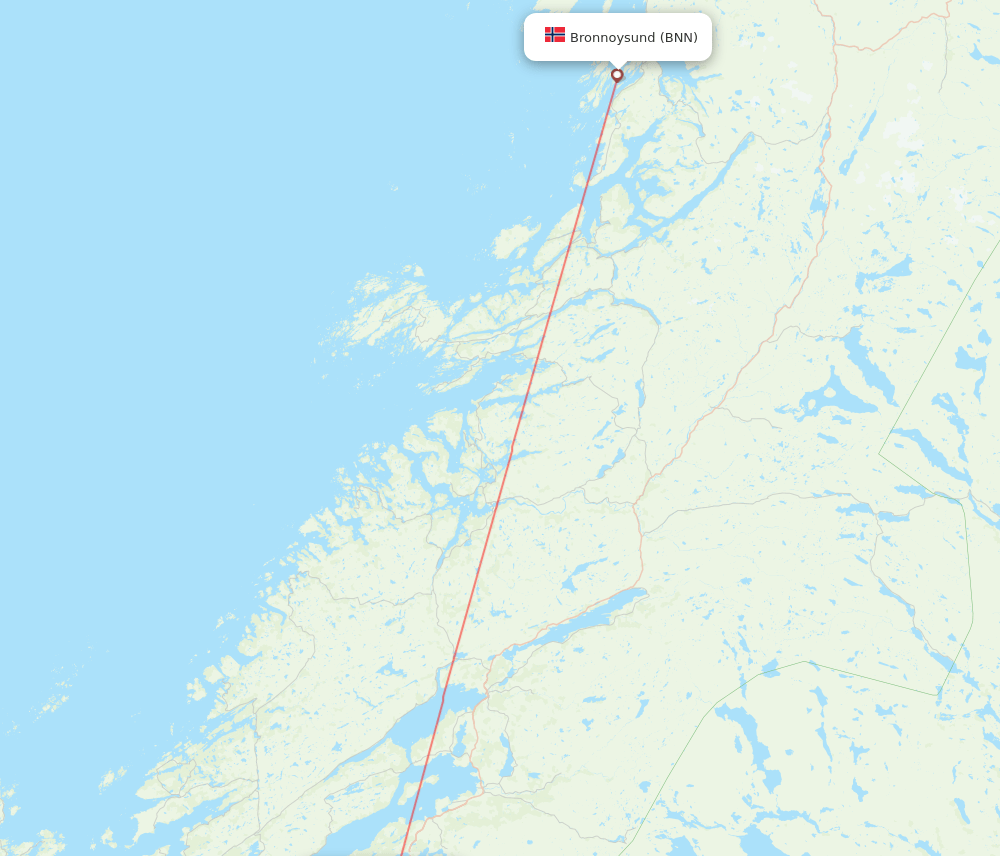 Trondheim - Bronnoysund route map and flight paths