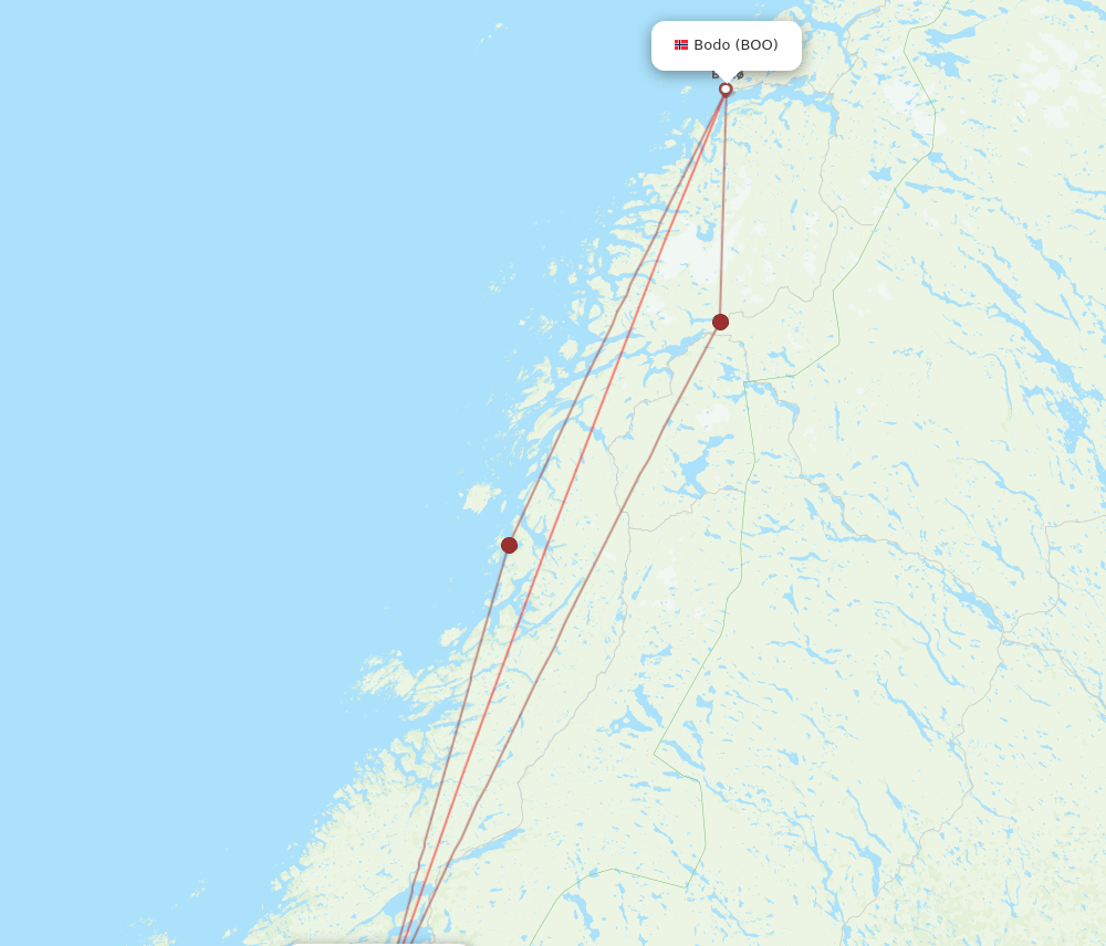 TRD to BOO flights and routes map