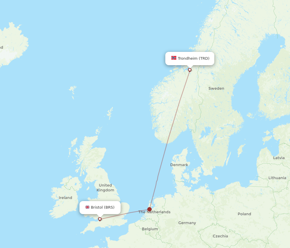 TRD-BRS flight routes