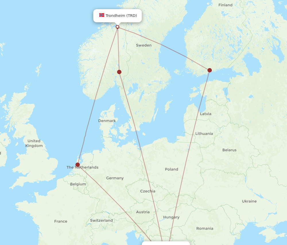 TRD-DBV flight routes