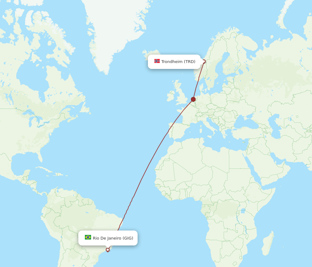 TRD-GIG flight routes