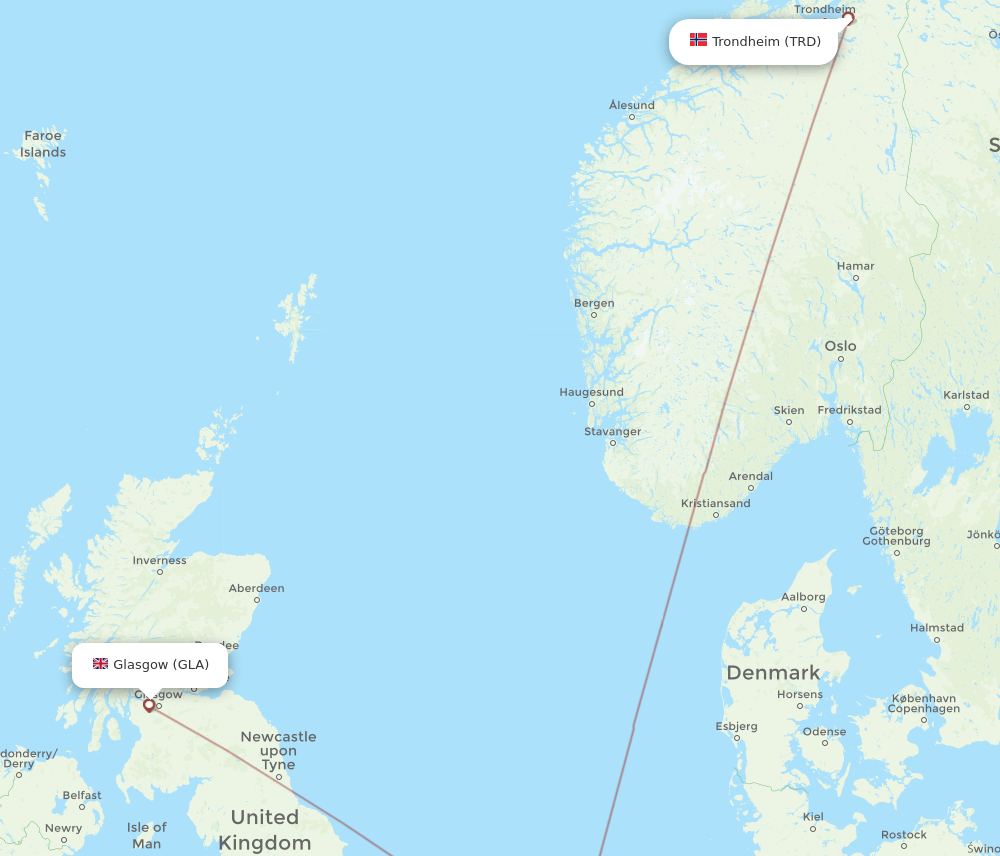 TRD-GLA flight routes