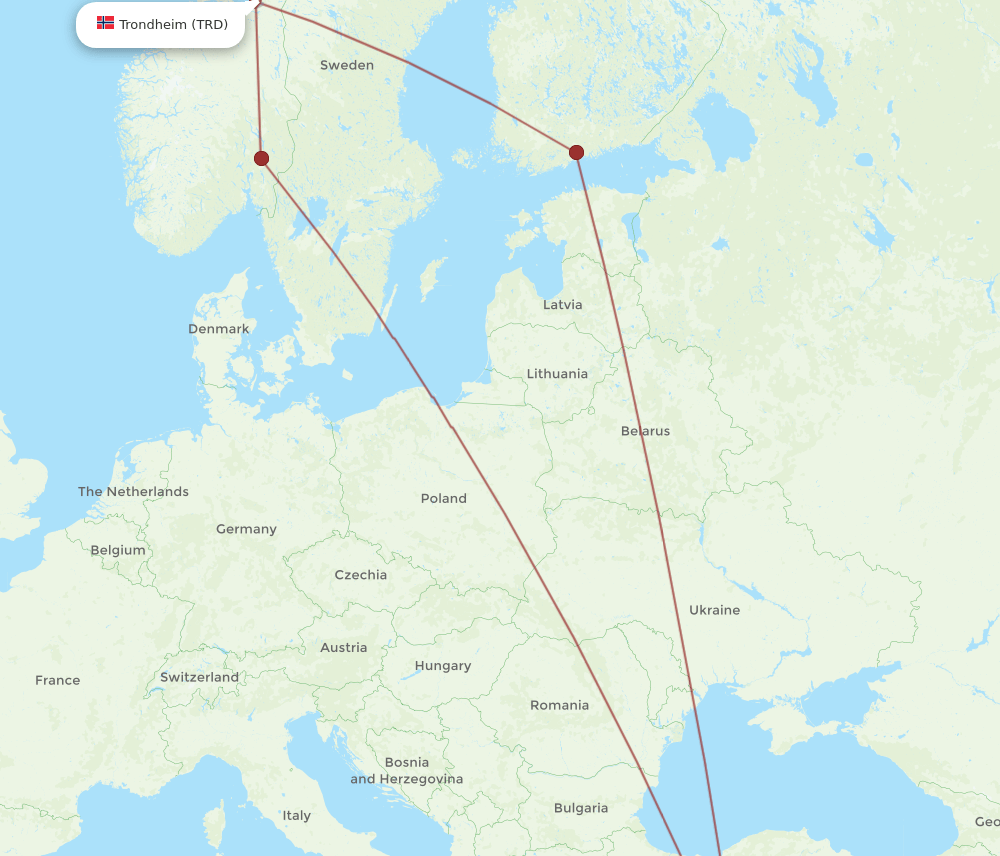 TRD to GZP flights and routes map