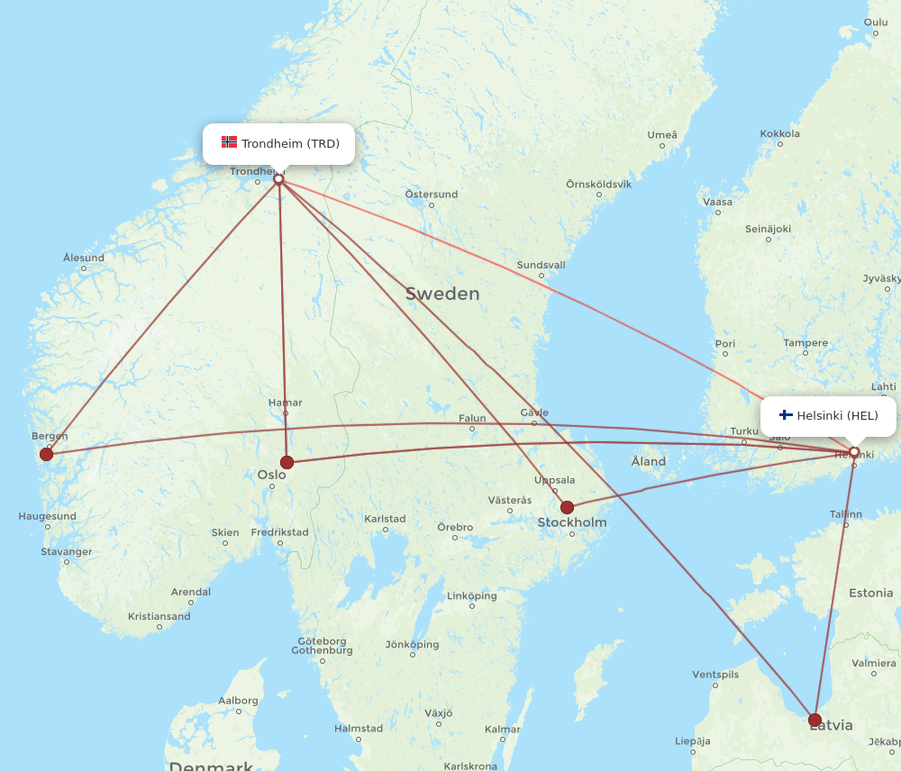 TRD-HEL flight routes