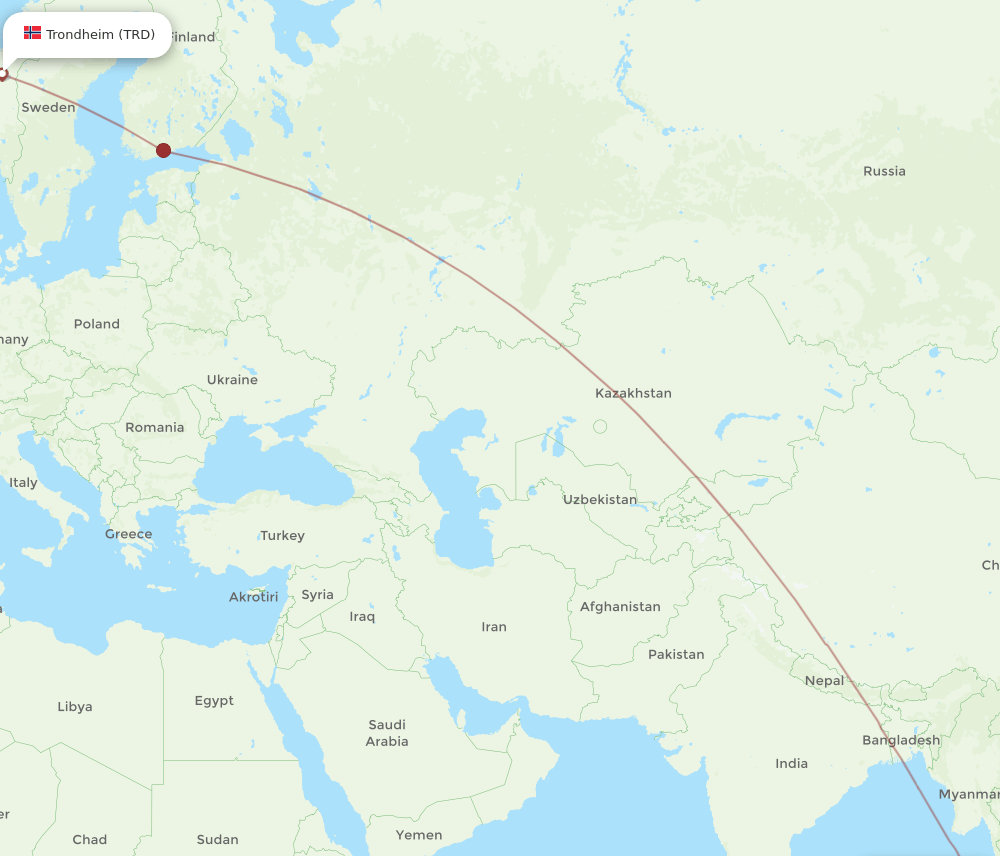 TRD-HKT flight routes