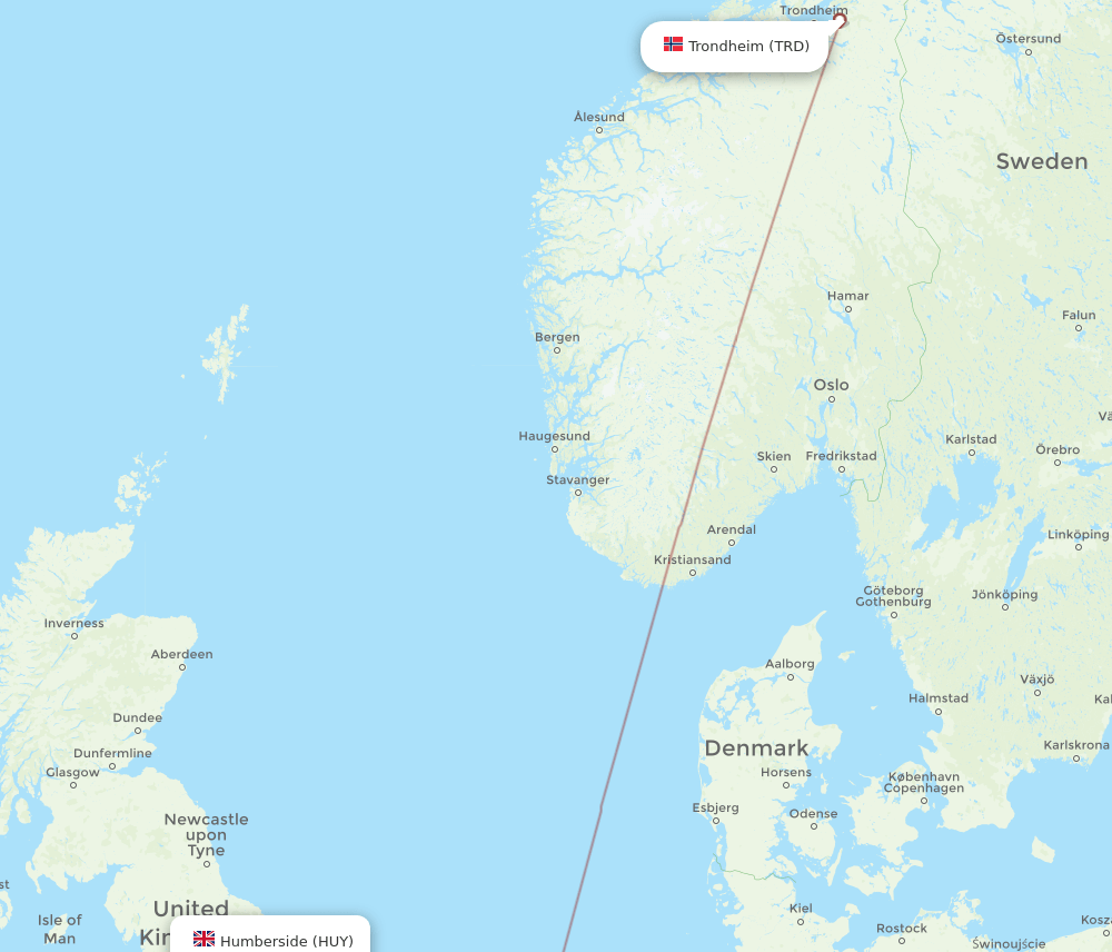 TRD-HUY flight routes