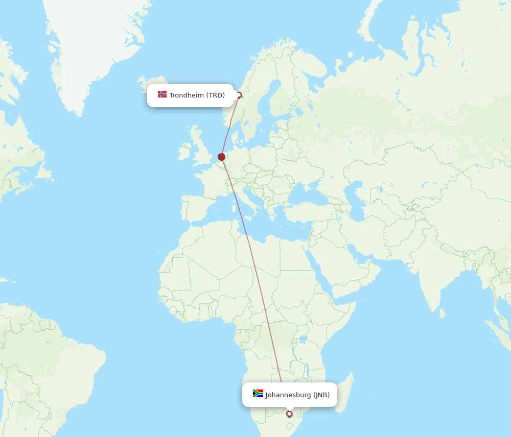 TRD-JNB flight routes