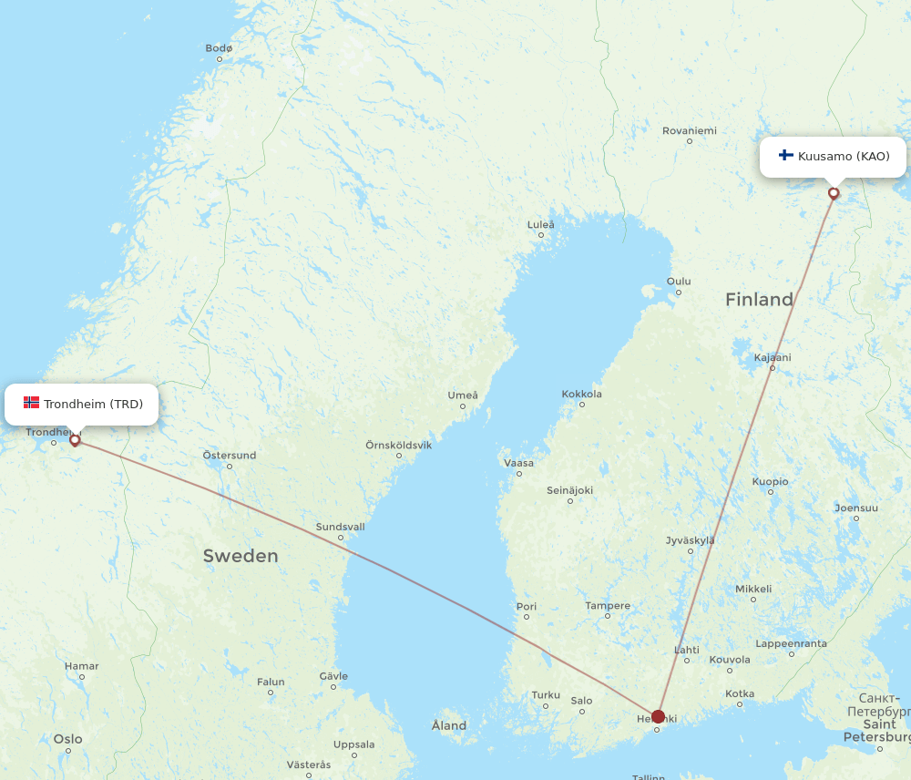 TRD-KAO flight routes