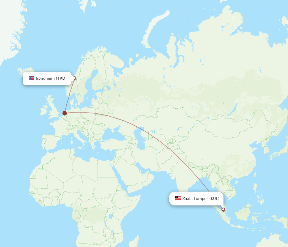 TRD-KUL flight routes