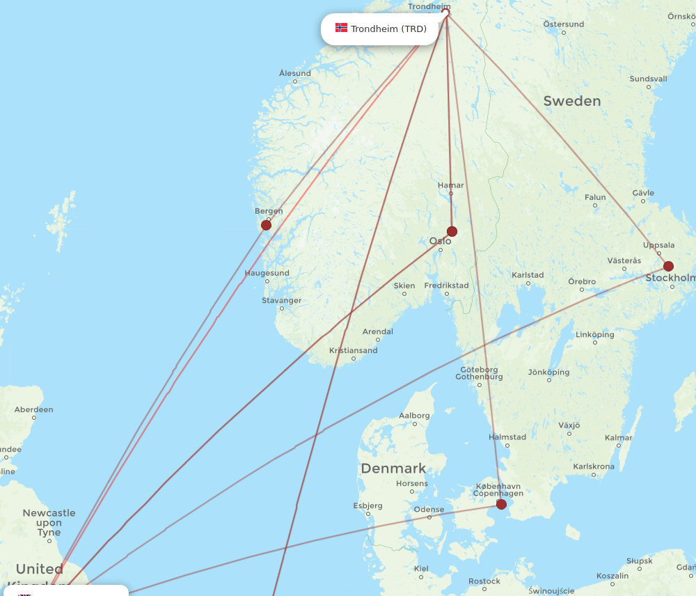 TRD-MAN flight routes