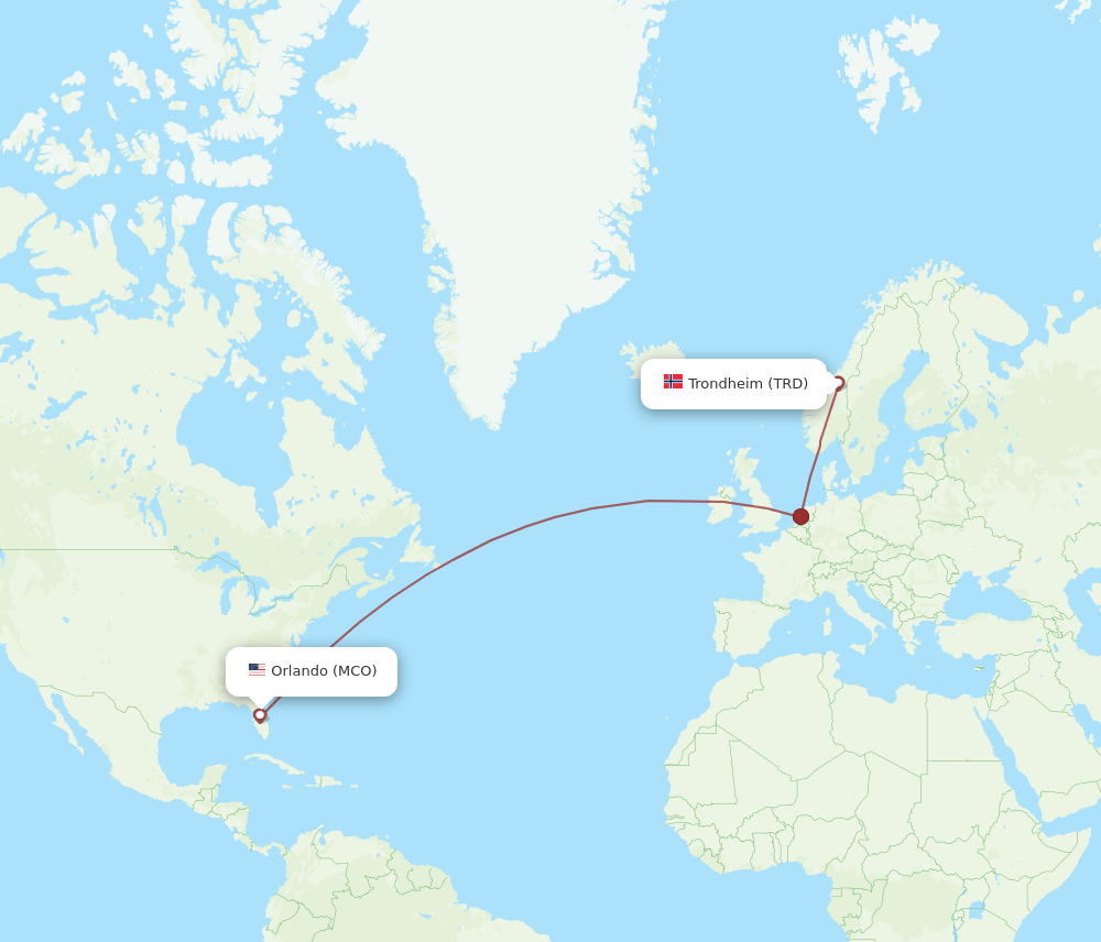 TRD-MCO flight routes