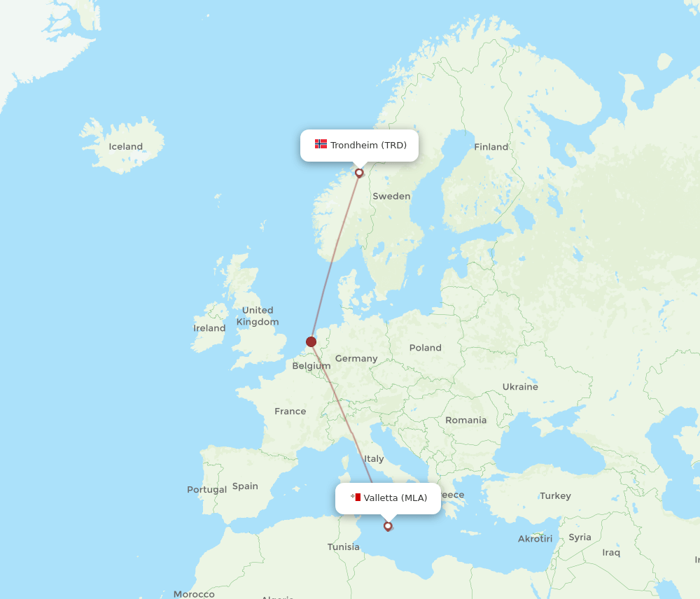 TRD-MLA flight routes