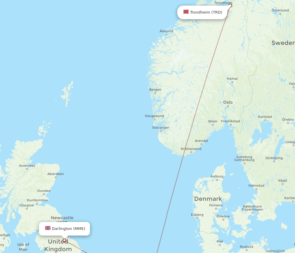 TRD-MME flight routes
