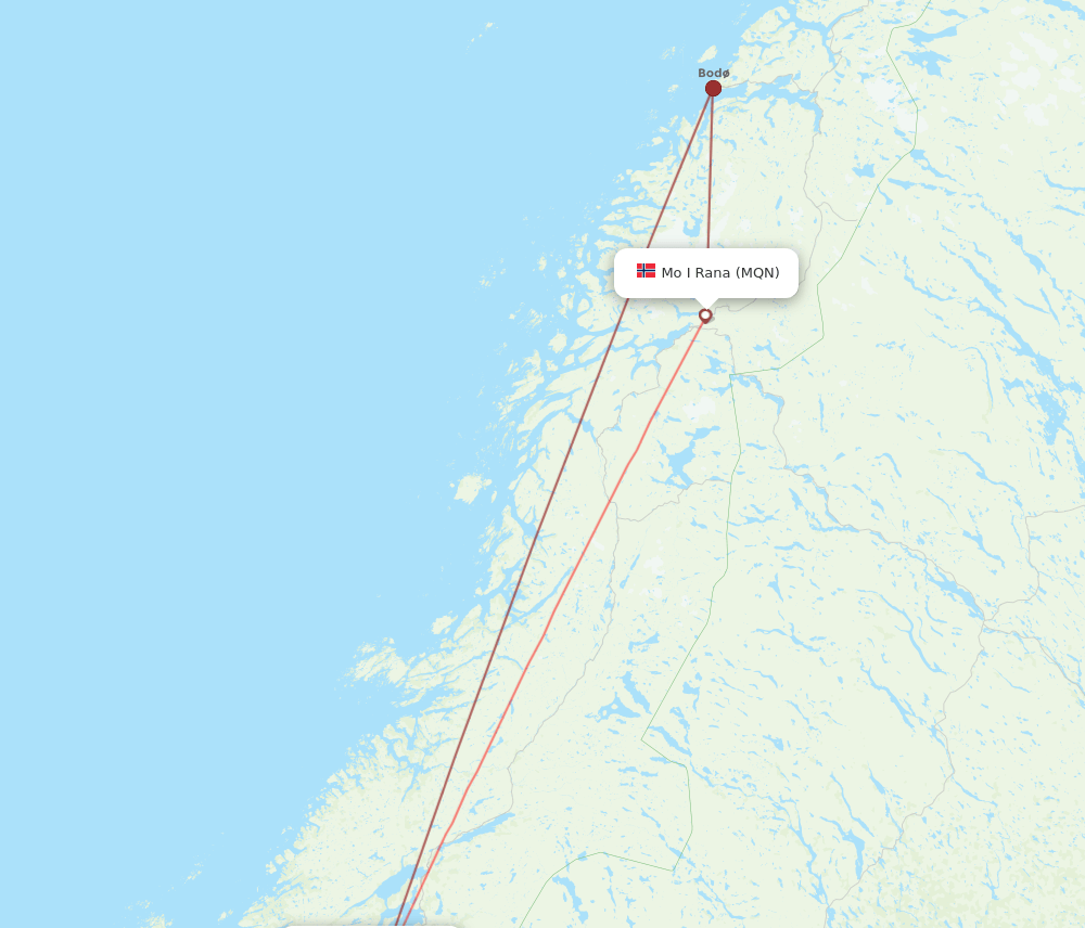 TRD to MQN flights and routes map