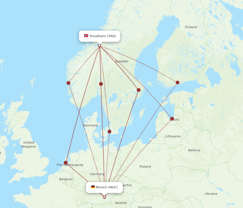 TRD-MUC flight routes