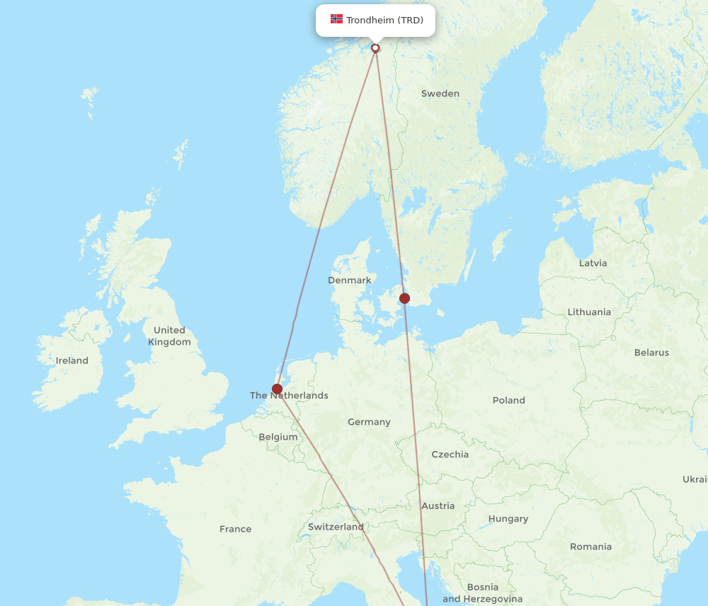 TRD-NAP flight routes