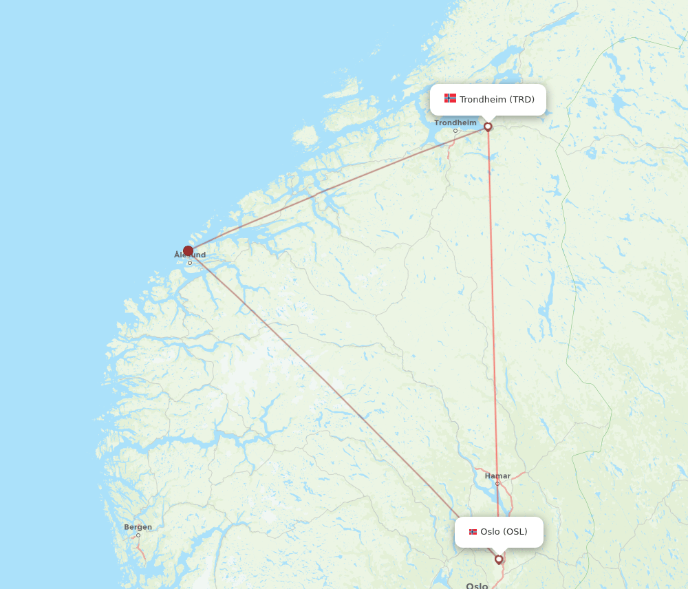 TRD-OSL flight routes