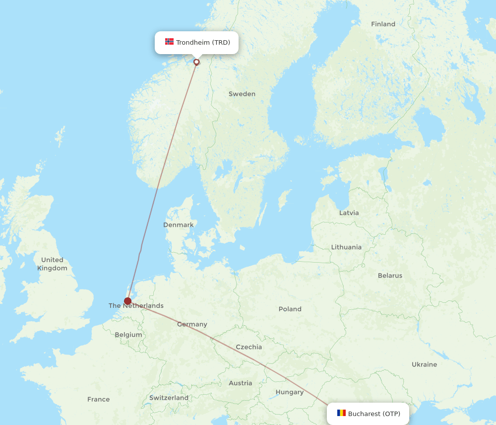 TRD-OTP flight routes