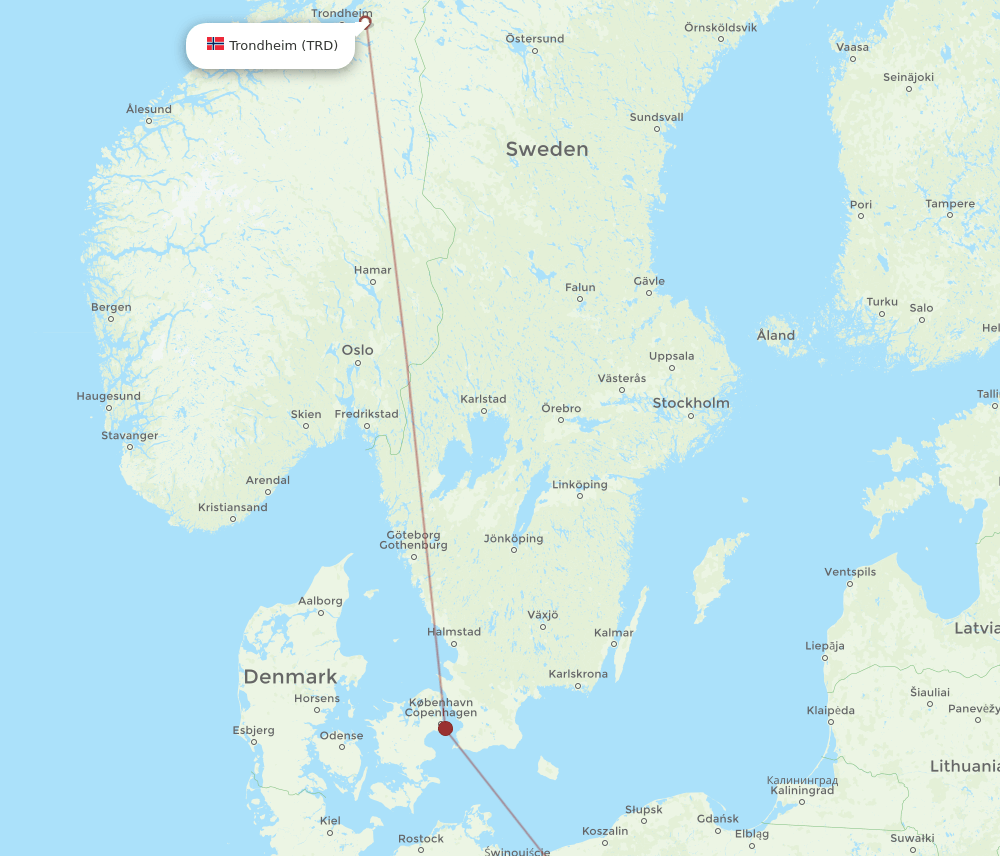 TRD-POZ flight routes