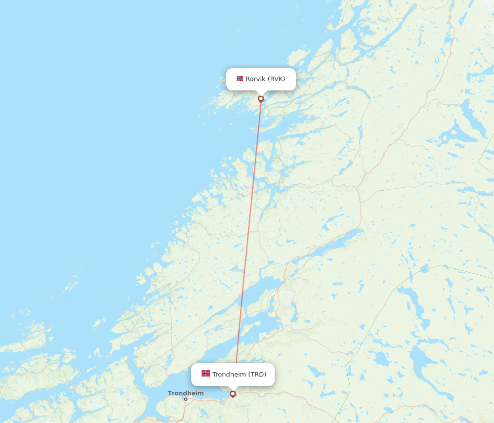 TRD to RVK flights and routes map