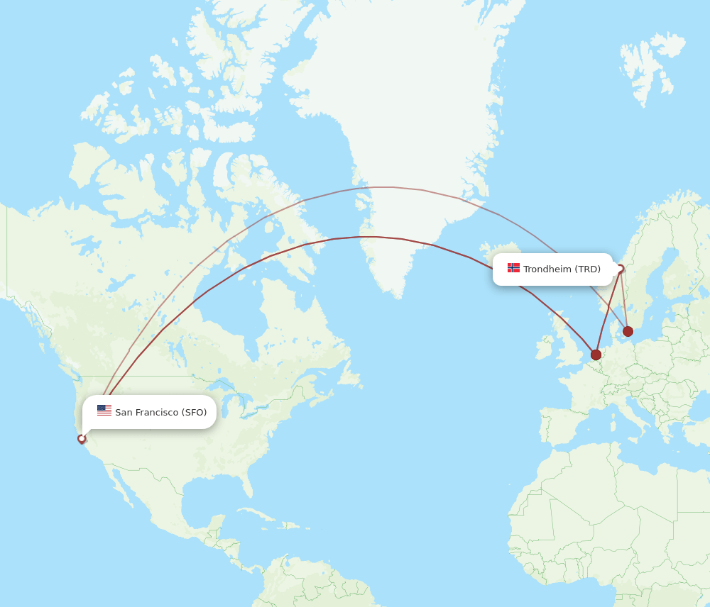 TRD-SFO flight routes