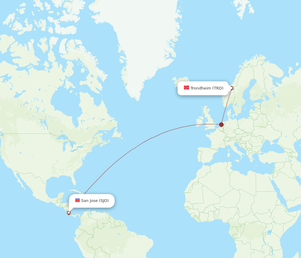 TRD-SJO flight routes