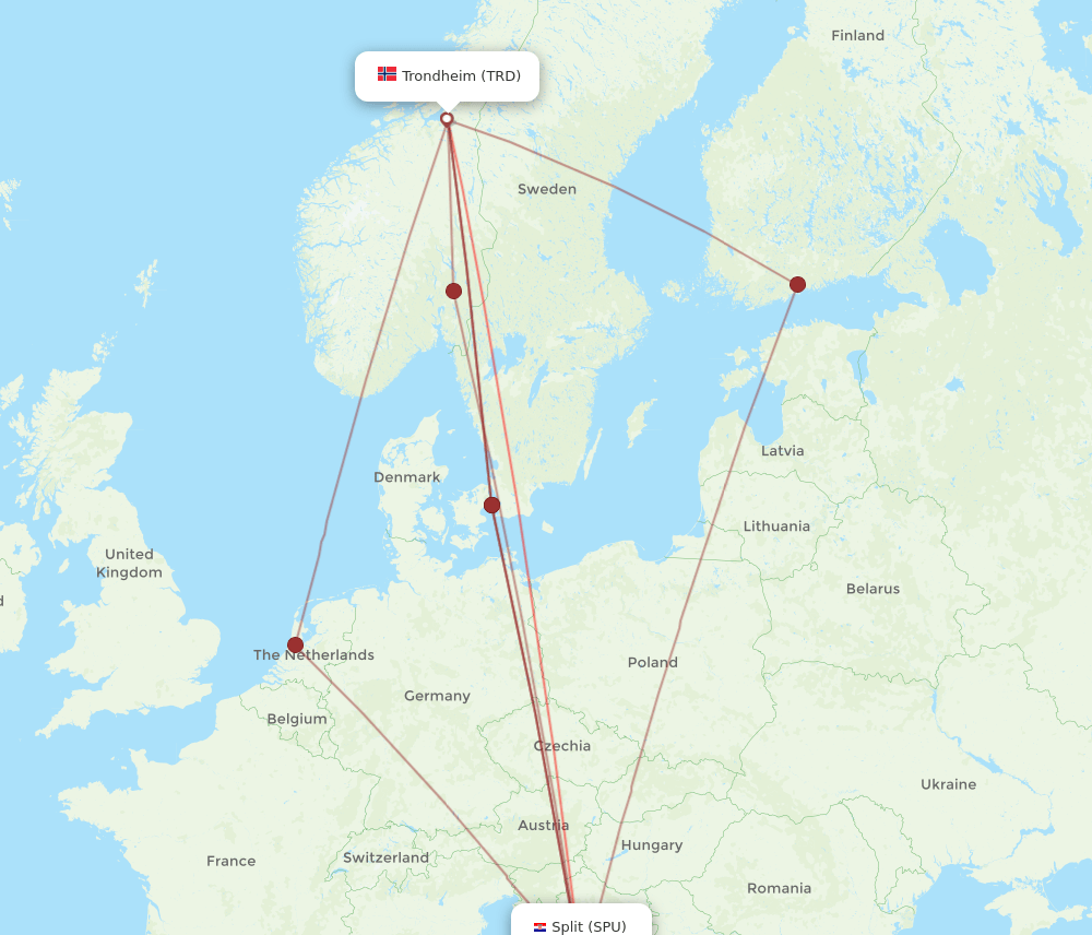 TRD-SPU flight routes