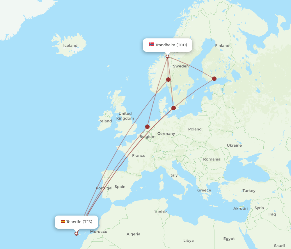 TRD-TFS flight routes