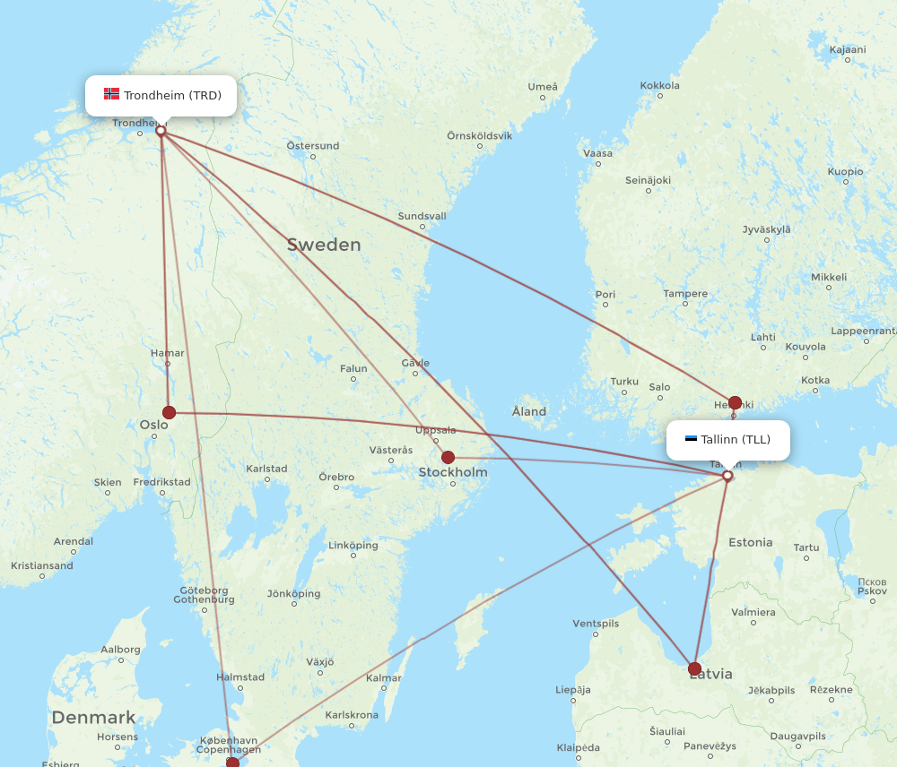 TRD-TLL flight routes