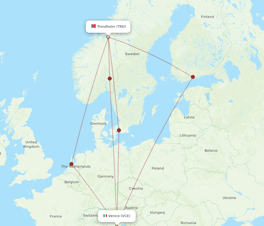 TRD-VCE flight routes