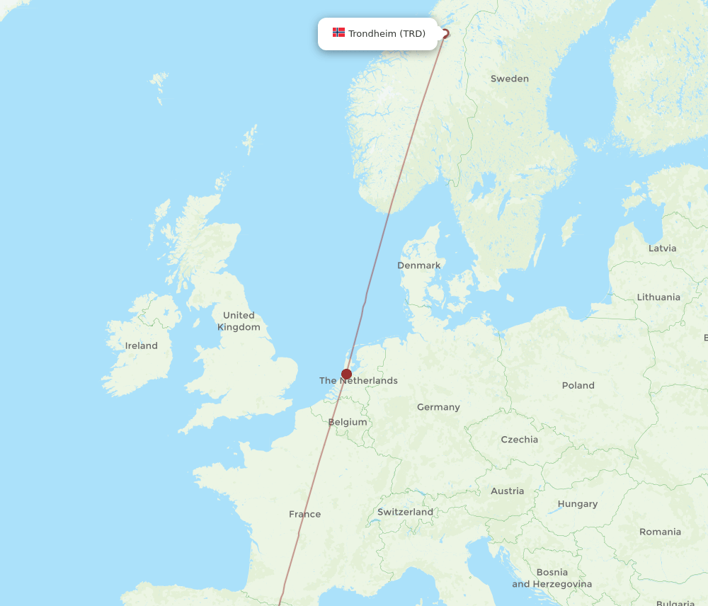 TRD to VLC flights and routes map
